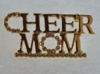 CHEER MOM Gold & Rhinestone Pin